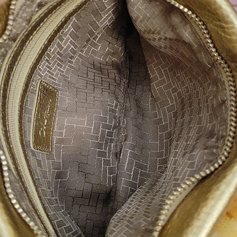 VTG COLE HAAN 1990s Gold Metallic Pebble Lambskin Braided Tassel Evening Bag - Picture 8 of 11